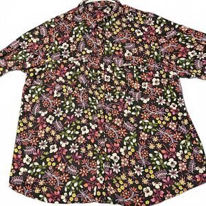 GNW Women's Plus 2X Floral Button-Up Shirt Long Sleeves Boho Office Colorful